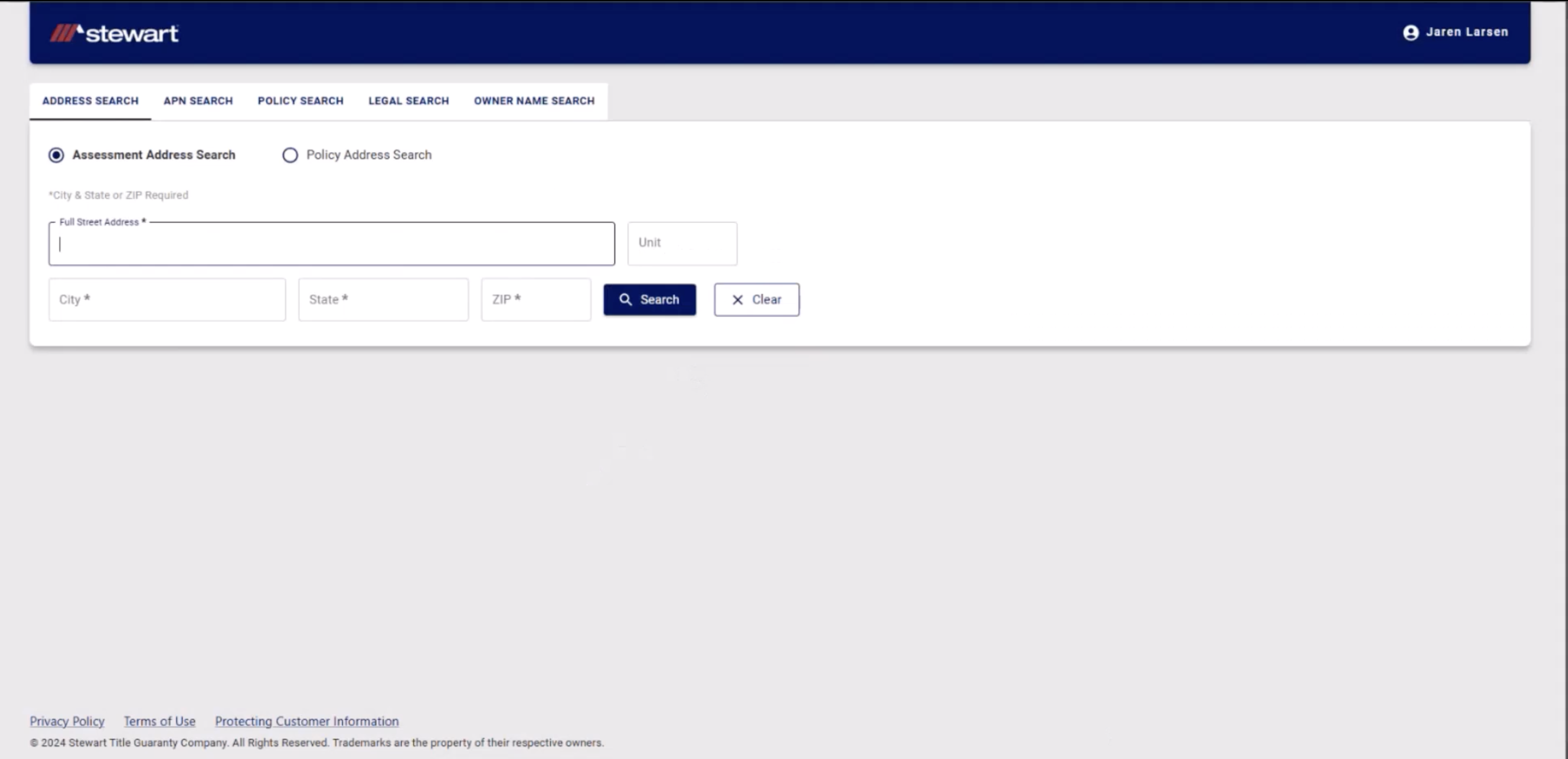 High fidelity screen showing search results